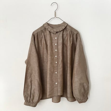 Hands of creation 80/-強撚クラシック バイオスラブ タックフリルブラウス