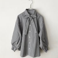 UNIVERSAL TISSU ナチュラルタイプライター ボウタイブラウス・ストライプ