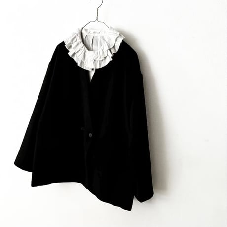 yuni リネンポリエステル DOUBLE COCOON NO COLLAR JACKET