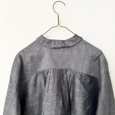 Hands of creation 80/-強撚クラシック バイオスラブ タックフリルブラウス