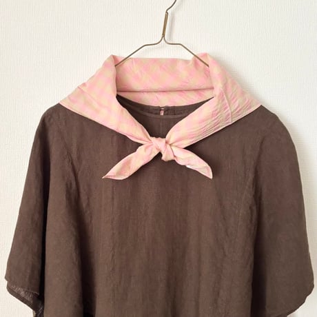 オールドマンズテーラー SILK COTTON BLOCK&GINGHAM SCARF・Pink
