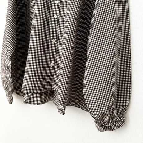 Hands of creation 80/-強撚クラシック バイオスラブ タックフリルブラウス・ギンガムチェック