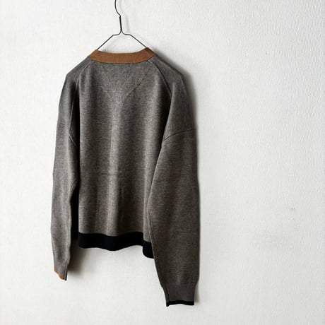 atelier naruse  cotton wool V neck cardigan・gray(multi color)