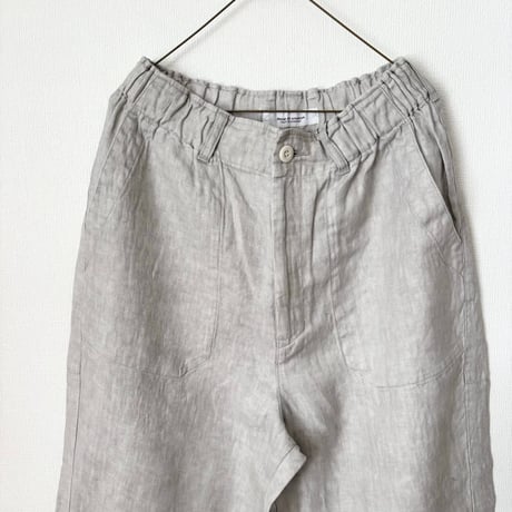 Hands of creation 40/-Linen 綾織り黒染めオーバーダイ ワークパンツ