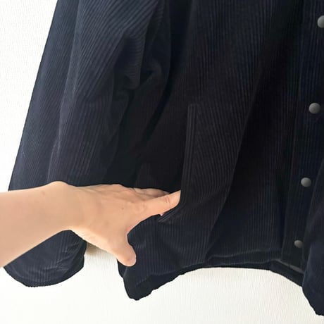 atelier naruse corduroy padded balmacaan jacket・dark navy