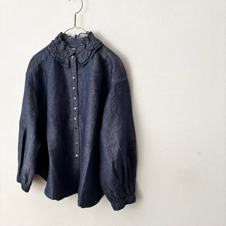 Hands of creation　コットンリネンTwill フリル パフスリーブブラウス