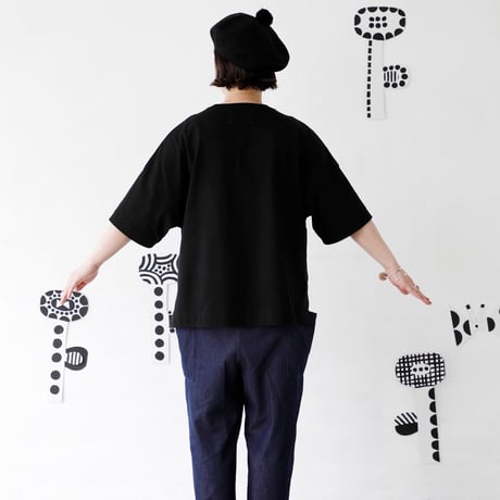 dot to dot デニムセットアップ　 5分袖ブラウス&タックパンツ