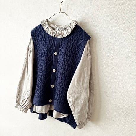 NATURAL LAUNDRY　2/16 メリノケーブル ベスト