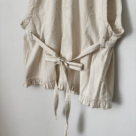 buoy buoy  8オンスDENIM HEM FRILL VEST・KINARI