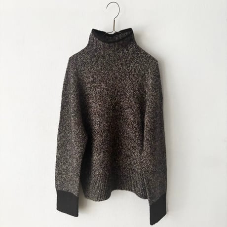 qiri　wool cashmere mix color turtleneck knit・dark mix