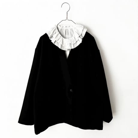 yuni リネンポリエステル DOUBLE COCOON NO COLLAR JACKET