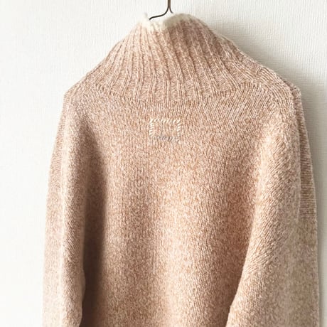 qiri　wool cashmere mix color turtleneck knit・light mix