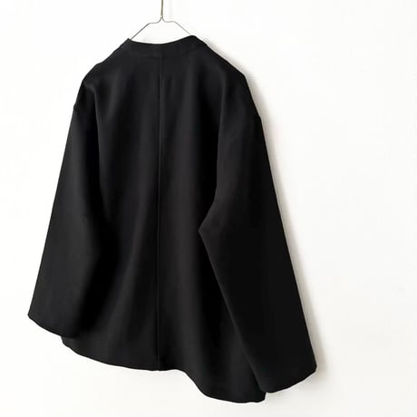 yuni リネンポリエステル DOUBLE COCOON NO COLLAR JACKET