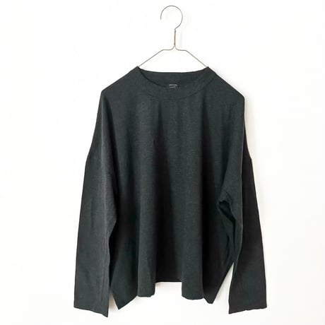 homspun 30/1天竺 BIGロングスリーブTシャツ・TOPダークチャコール