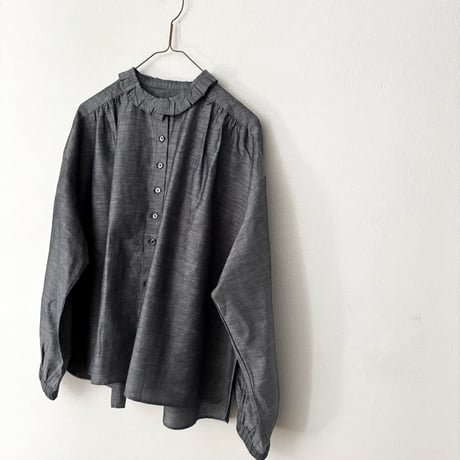 Hands of creation 80/-強撚クラシック バイオスラブ タックフリルブラウス
