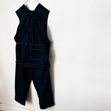 buoy buoy  8オンスDENIM HEM FRILL VEST・INDIGO