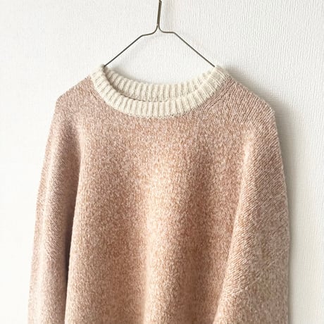 qiri　wool cashmere mix color crewneck knit・light mix
