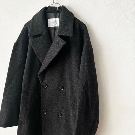 UNIVERSAL TISSU オリジナルウールヘリンボン オーバー ピーコート