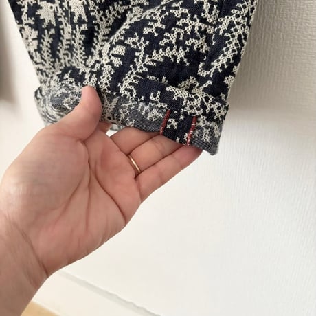 qiri  garden embroidery denim pants ・navy×beige