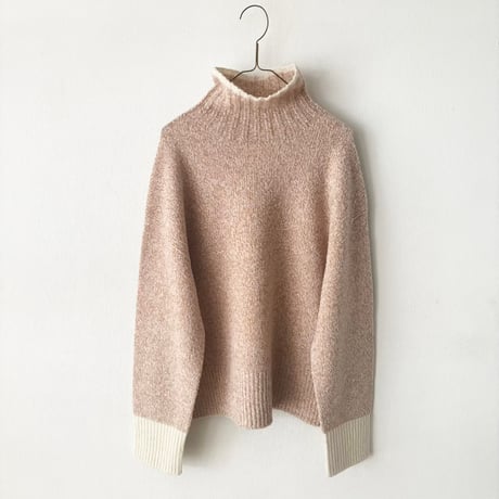 qiri　wool cashmere mix color turtleneck knit・light mix
