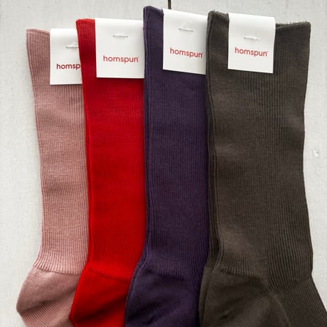 homspun 防縮ウール リブソックス