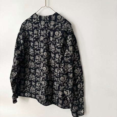 qiri  Arcadia embroidery denim jacket ・navy×beige