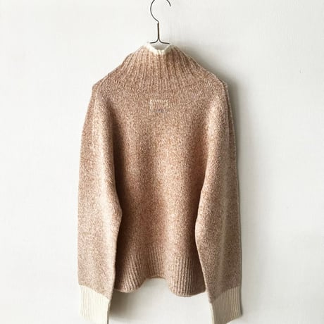 qiri　wool cashmere mix color turtleneck knit・light mix