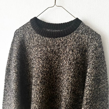qiri　wool cashmere mix color crewneck knit・dark mix