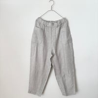 Hands of creation 40/-Linen 綾織り黒染めオーバーダイ サイドポケット バレルパンツ