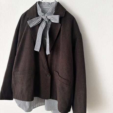yuni コットンアクリルウール tailored short cocoon jacket