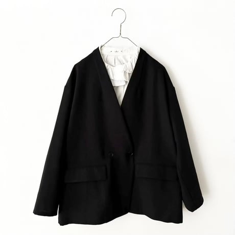 yuni リネンポリエステル DOUBLE COCOON NO COLLAR JACKET