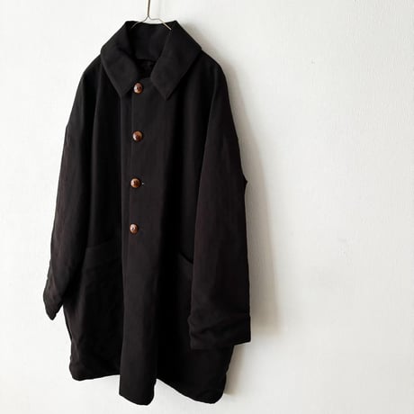 OUVERT  ウールシルクリネン ヘリンボンワッシャー リバーシブル Remove ステンカラーコート