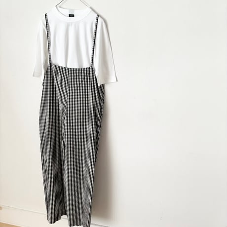 yuni コットンキュプラギンガム サロペット