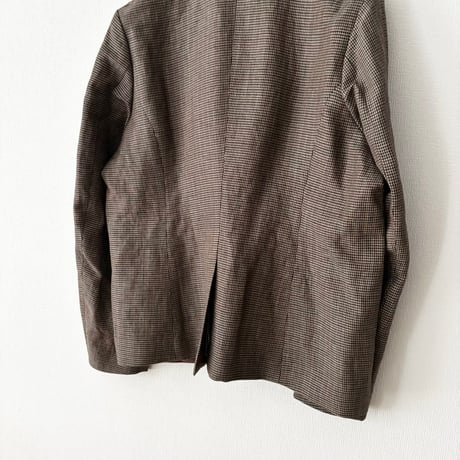OUVERT  ウールリネンチェック 5釦 ジャケット
