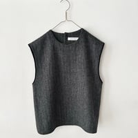 atelier naruse  british wool tweed back-buttoned rib vest