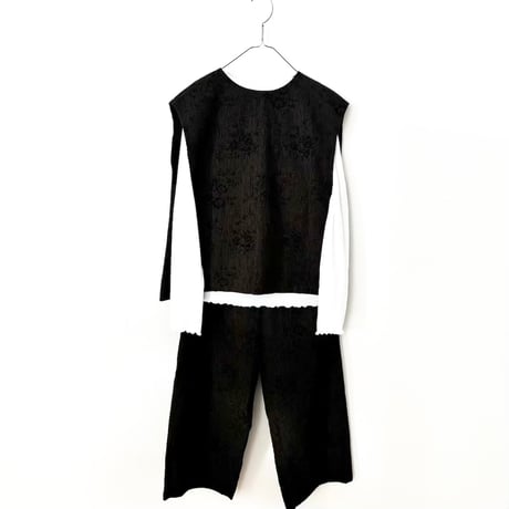 qiri  antique mall yarn  jacquard painter pants・dark brown