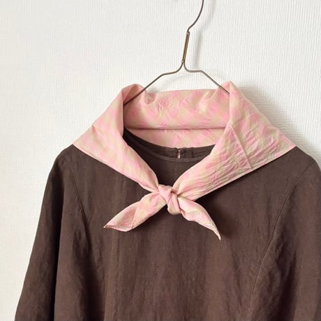 オールドマンズテーラー SILK COTTON BLOCK&GINGHAM SCARF・Pink