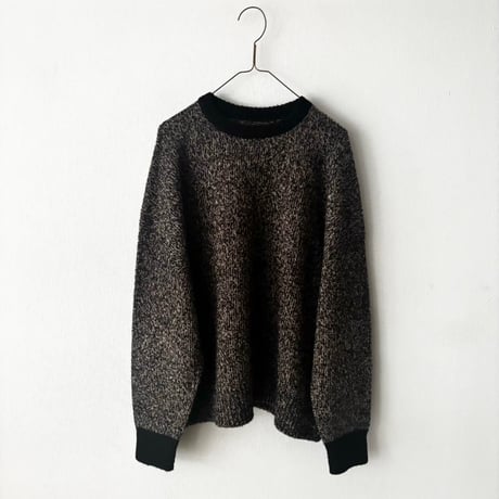 qiri　wool cashmere mix color crewneck knit・dark mix