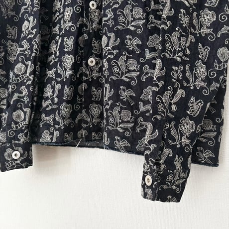 qiri  Arcadia embroidery denim jacket ・navy×beige