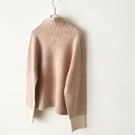 qiri　wool cashmere mix color turtleneck knit・light mix