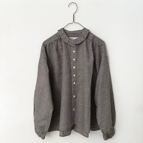 Hands of creation 80/-強撚クラシック バイオスラブ タックフリルブラウス・ギンガムチェック