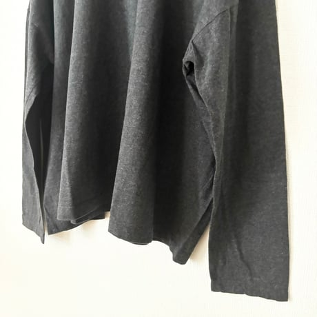 homspun 30/1天竺 BIGロングスリーブTシャツ・TOPダークチャコール