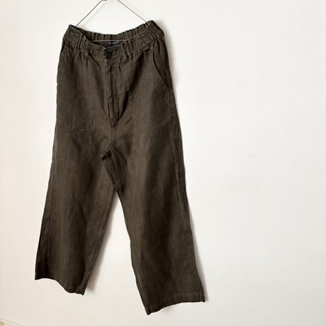 Hands of creation 40/-Linen 綾織り黒染めオーバーダイ ワークパンツ