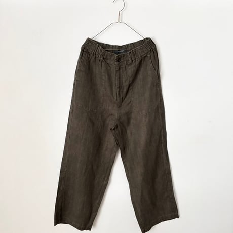 Hands of creation 40/-Linen 綾織り黒染めオーバーダイ ワークパンツ