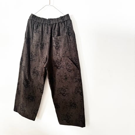 qiri  antique mall yarn  jacquard painter pants・dark brown