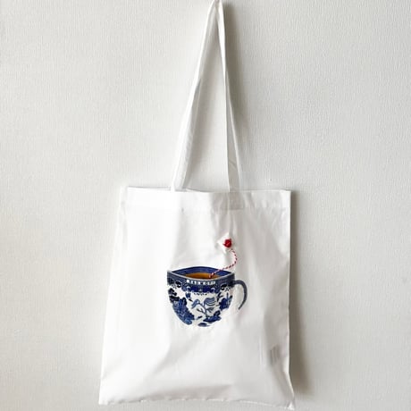 オールドマンズテーラー BLUE WILLOW  MILK TEA  TOTE BAG・White