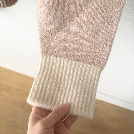 qiri　wool cashmere mix color turtleneck knit・light mix