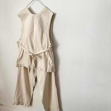 buoy buoy  8オンスDENIM HEM FRILL VEST・KINARI