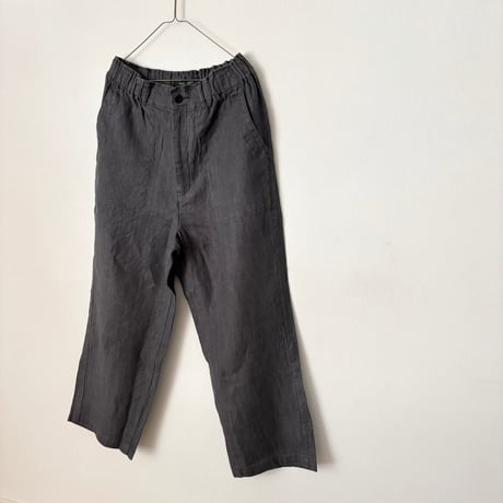 Hands of creation 40/-Linen 綾織り黒染めオーバーダイ ワークパンツ