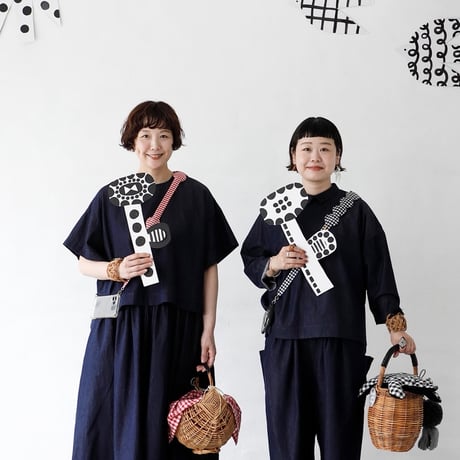 dot to dot デニムセットアップ　 5分袖ブラウス&キュロットパンツ